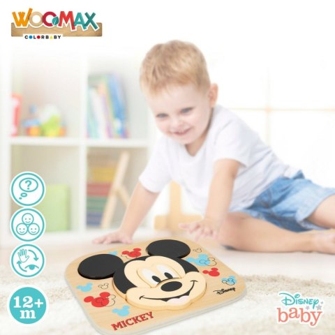 Drewniane Puzzle dla Dzieci Disney Mickey Mouse + 12 miesięcy 6 Części (12 Sztuk)