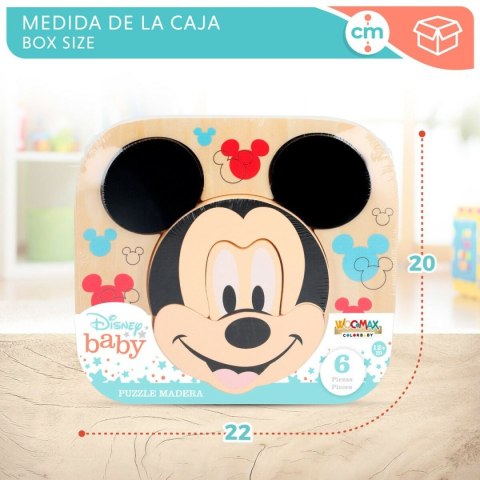 Drewniane Puzzle dla Dzieci Disney Mickey Mouse + 12 miesięcy 6 Części (12 Sztuk)