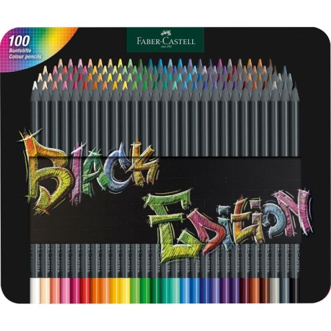 Kredki Faber-Castell Black Edition metalowy pojemnik 100 Części Wielokolorowy