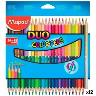 Kredki Maped Duo Color' Peps	 Wielokolorowy 24 Części Podwójny punkt (12 Sztuk)
