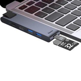 HUB USB Baseus CAHUB-L0G Szary Czarny/Srebrzysty
