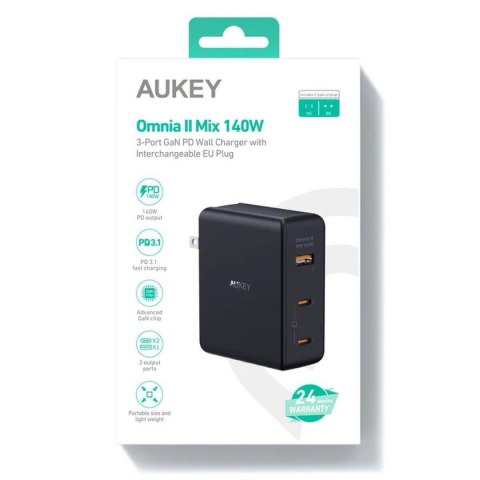 Ładowarka Ścienna Aukey PA-B7O Czarny 140 W