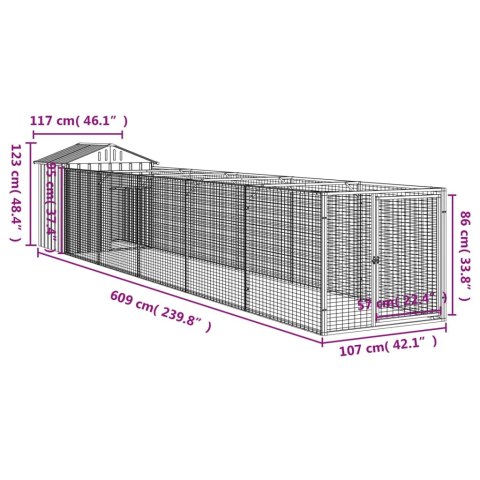  Buda dla psa, z dachem, antracytowa, 117x609x123 cm, stal