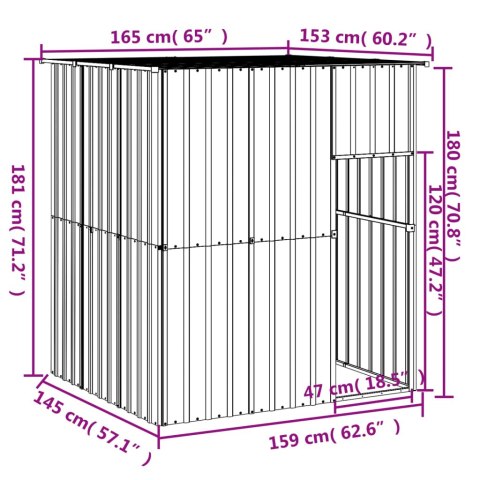  Buda dla psa, z dachem, antracytowa, 165x153x181 cm, stal