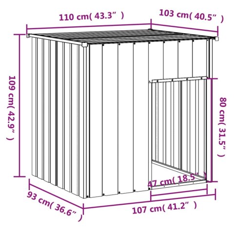  Buda dla psa, z dachem, antracytowa, 110x103x109 cm, stal