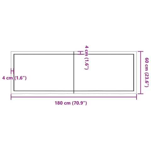  Blat do łazienki, ciemnobrązowy, 180x60x(2-4) cm, lite drewno