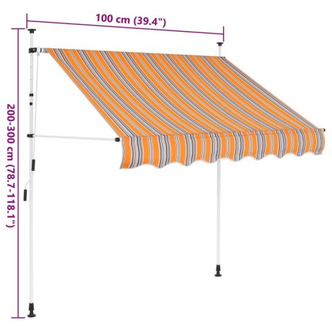 Markiza zwijana ręcznie, 100 cm, żółto-niebieskie pasy