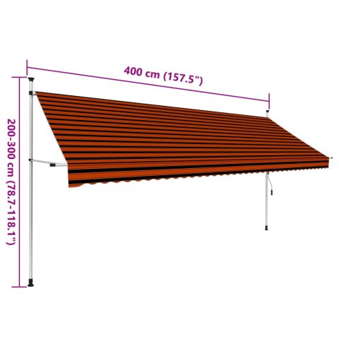 Ręcznie zwijana markiza, 400 cm, pomarańczowo-brązowa