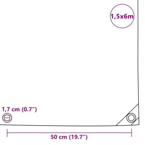 Plandeka 650 g/m², 1,5 x 6 m, szara