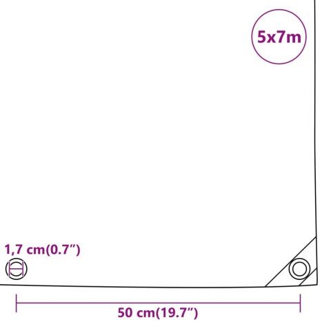 Plandeka, szara, 5x7 m, 600 g/m²