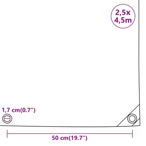 Plandeka, zielona, 2,5x4,5 m, 600 g/m²