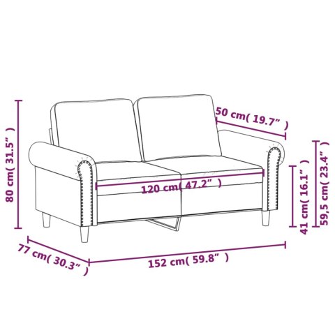 Sofa 2-osobowa, ciemnozielona, 120 cm, tapicerowana aksamitem