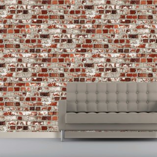 DUTCH WALLCOVERINGS Tapeta z motywem cegieł, czerwona