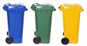 Komplet pojemników na odpady śmietnik 120l zielony niebieski żółty