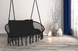 Fotel wiszący Bocianie gniazdo LAGOS czarny z poduszkami