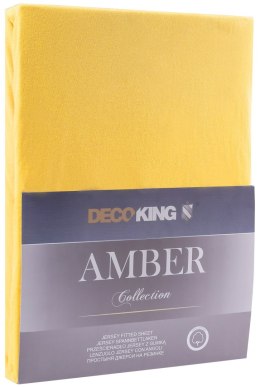 Prześcieradło AMBER kolor żółty jersey 180-200x200 decoking - FITTED/AMBER/ORA/180-200x200+30