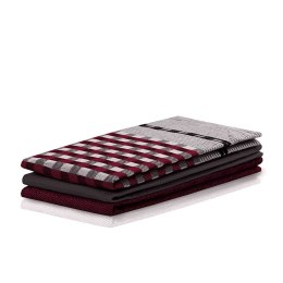 Ręcznik kuchenny LOUIE kolor bordowy gładki motyw klasyczny 50x70 decoking - KIT/LOUIE/BURGUNDY&BLACK/3PACK/50x70