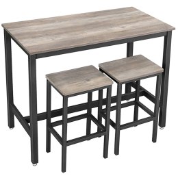 Zestaw stół i krzesła ERGO hakano - BARTABLE/GREIGE+BLACK/120x60x90/40X35X65/SET