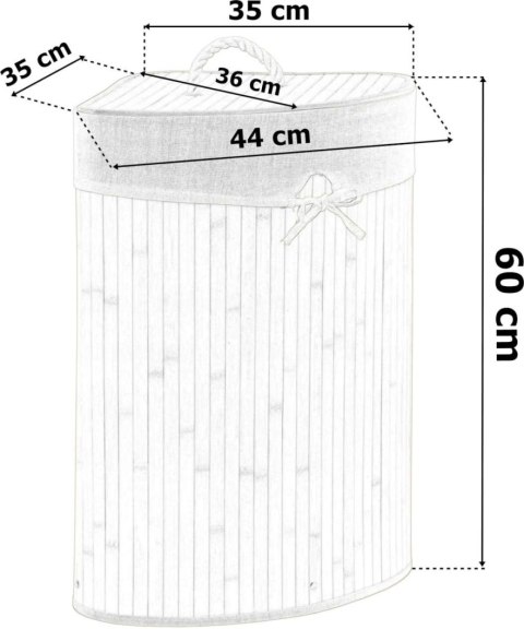 Kosz narożny na pranie bambusowy z pokrywą czarny