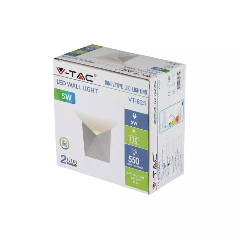 Kinkiet Ścienny V-TAC 5W LED Biały IP65 VT-825 3000K 550lm