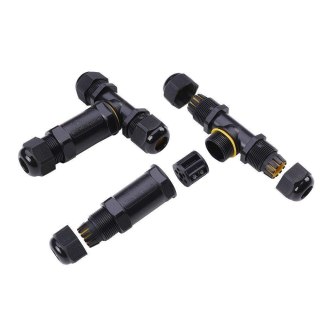 Złączka Mufa Hermetyczna Czarna Trójnik 0.5-4mm2 Średnica kabla 8-12mm IP68 V-TACC VT-869