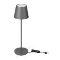 Lampka Biurkowa Nocna V-TAC 3W LED Ładowanie Ściemnianie IP54 Szara VT-7522 3000K 200lm