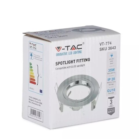 Oczko V-TAC Aluminiowe Odlew GU10 Okrągłe Satyna VT-774