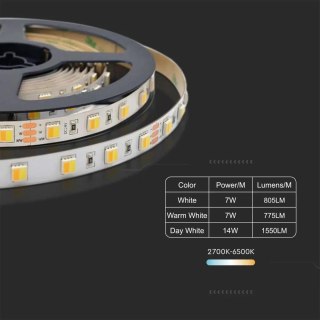 Taśma LED V-TAC SMD2835 60LED 24V CCT 3w1 VT-2835 3000K-6500K 1550lm