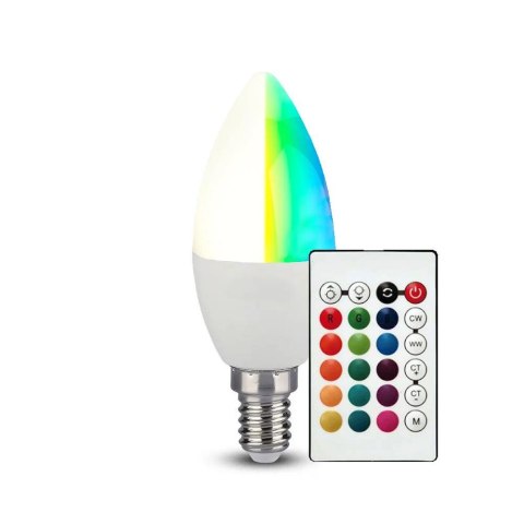 Żarówka LED V-TAC 4,8W E14 Świeczka Pilot VT-2214 RGB+3000K 320lm