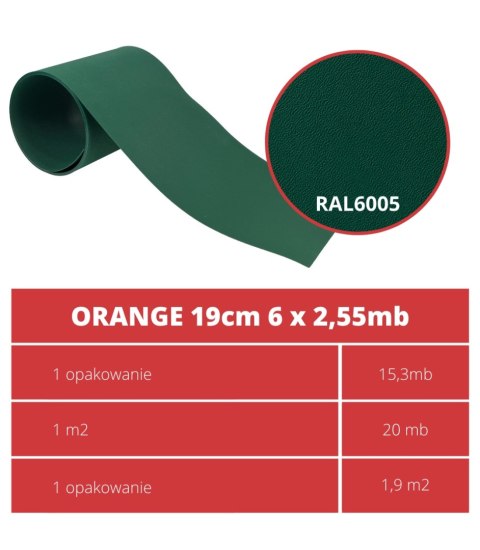 Taśma ogrodzeniowa PASKI 6 x 2,55mb ORANGE 19cm PROTECTO™ ZIELONA + 12 klipsów GRATIS