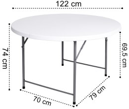 Stół cateringowy BRISTOL składany 120 cm biały