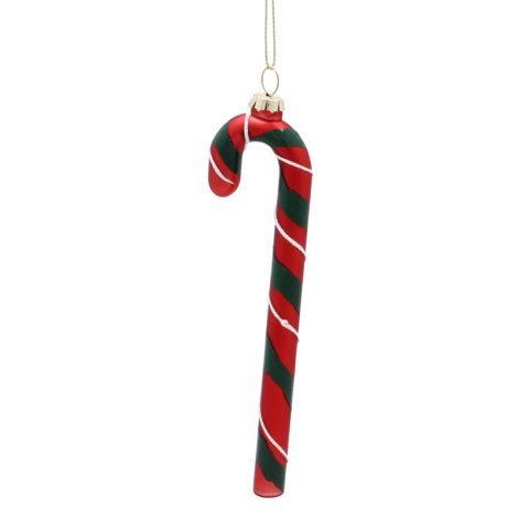 Eleganckie Ozdoby Świąteczne Czerwono-Zielona Laseczka Cukrowa z Szkła od Kamai Christmas Decoration® - Komplet 12 Sztuk