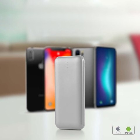 Power Bank V-TAC 10000mAh SLIM TYPE C Srebrny VT-3527