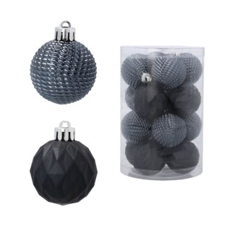 Zestaw 16 Eleganckich Bombek Kamai Christmas Decoration® o Średnicy 4 cm - Kolor Antracyt