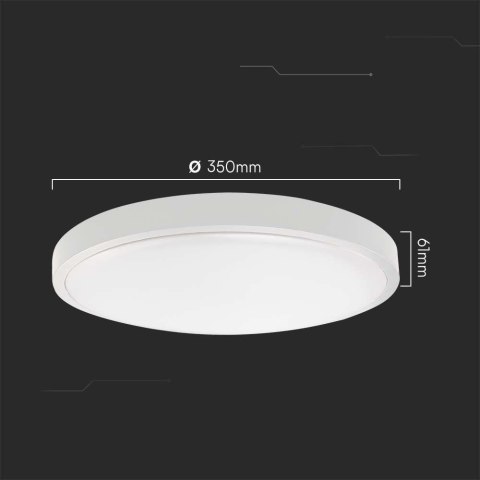 Plafon V-TAC 36W LED Okrągły 35cm Natynkowy IP44 Biały VT-8630 6500K 3820lm