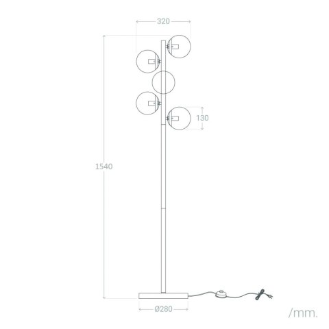 Lampa Podłogowa Czarna Kule Abruzzo Valle 5xE27