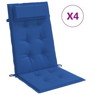 Poduszki na krzesła z wysokim oparciem, 4 szt, błękit królewski