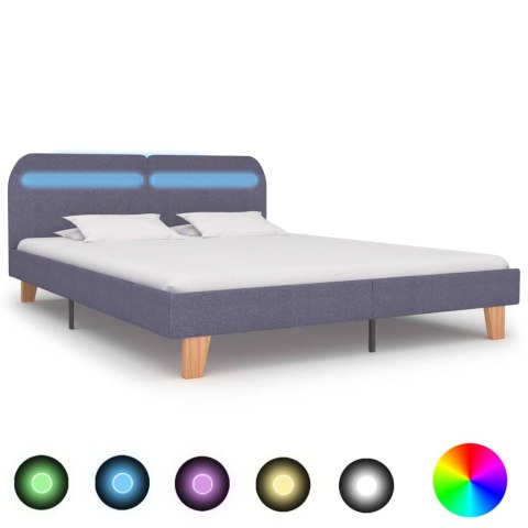 Rama łóżka LED, jasnoszara, tkanina, 160 x 200 cm