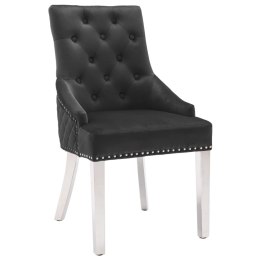 Kkrzesło stołowe, czarne, obite aksamitem