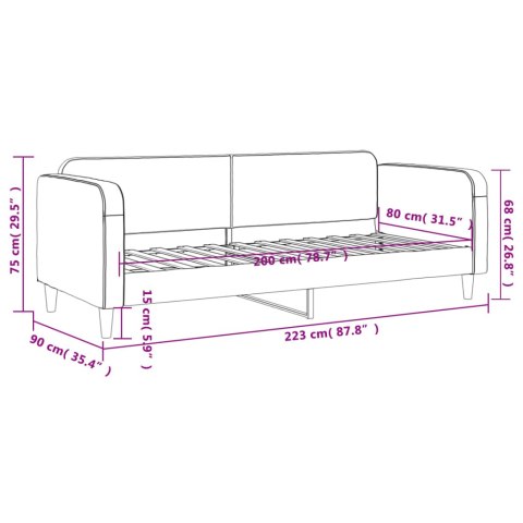 Sofa z funkcją spania, ciemnoszara, 80x200 cm, obita tkaniną