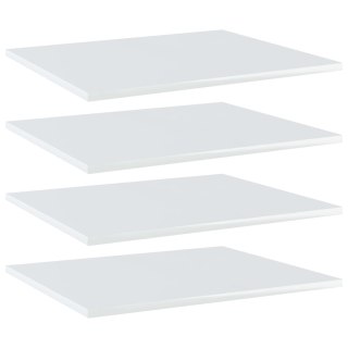 Półki na książki, 4 szt., wysoki połysk, białe, 60x50x1,5 cm