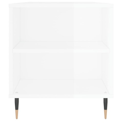 Stolik kawowy, biały o wysokim połysku, 102x44,5x50 cm