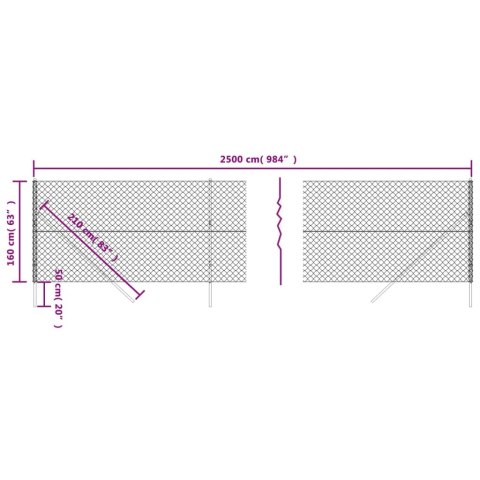 Ogrodzenie z siatki, srebrne, 1,6x25 m