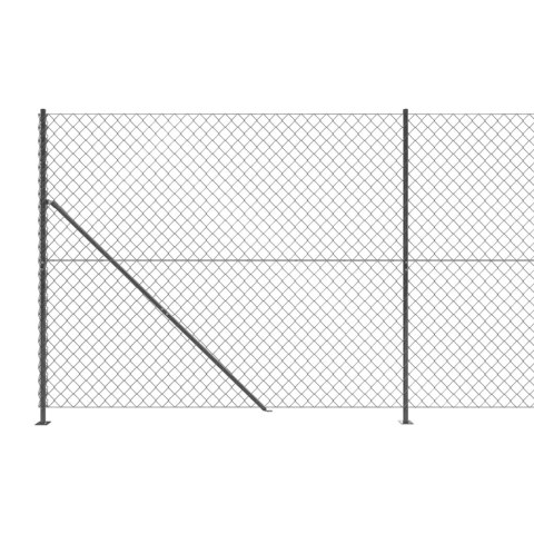 Ogrodzenie z siatki, ze stopami słupków, antracytowe, 2x25 m