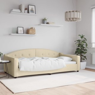 Sofa z funkcją spania, kremowa, 100x200 cm, obita tkaniną