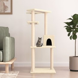 Drapak dla kota z sizalowymi słupkami, kremowy, 123 cm