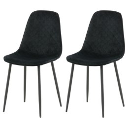 Venture Home Krzesła Polar, 2 szt., aksamitne z przeszyciami, czarne