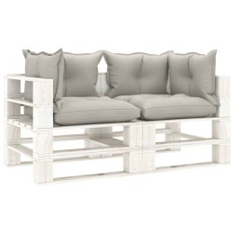 Ogrodowa sofa 2-osobowa z palet, z poduszkami taupe, drewniana