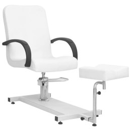 Fotel do masażu z podnóżkiem, biały, 127x60x98 cm, ekoskóra