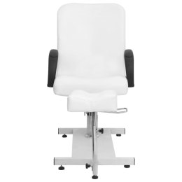 Fotel do masażu z podnóżkiem, biały, 127x60x98 cm, ekoskóra